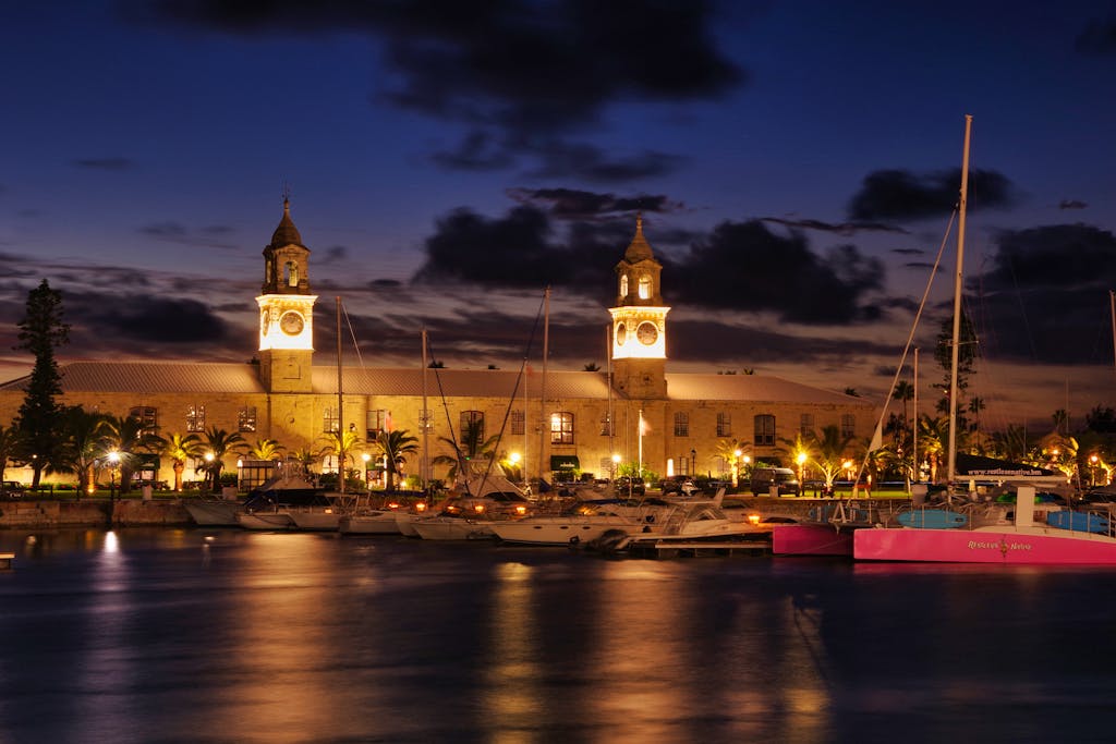 Royal Navy Shipyard in Bermuda at Night